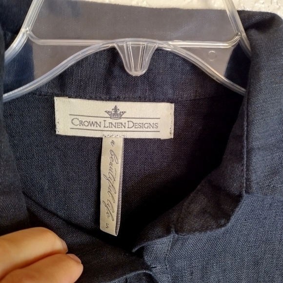 Crown Linen Designs Phoebe Tiered Dress Black Sz S - Picture 5 of 10